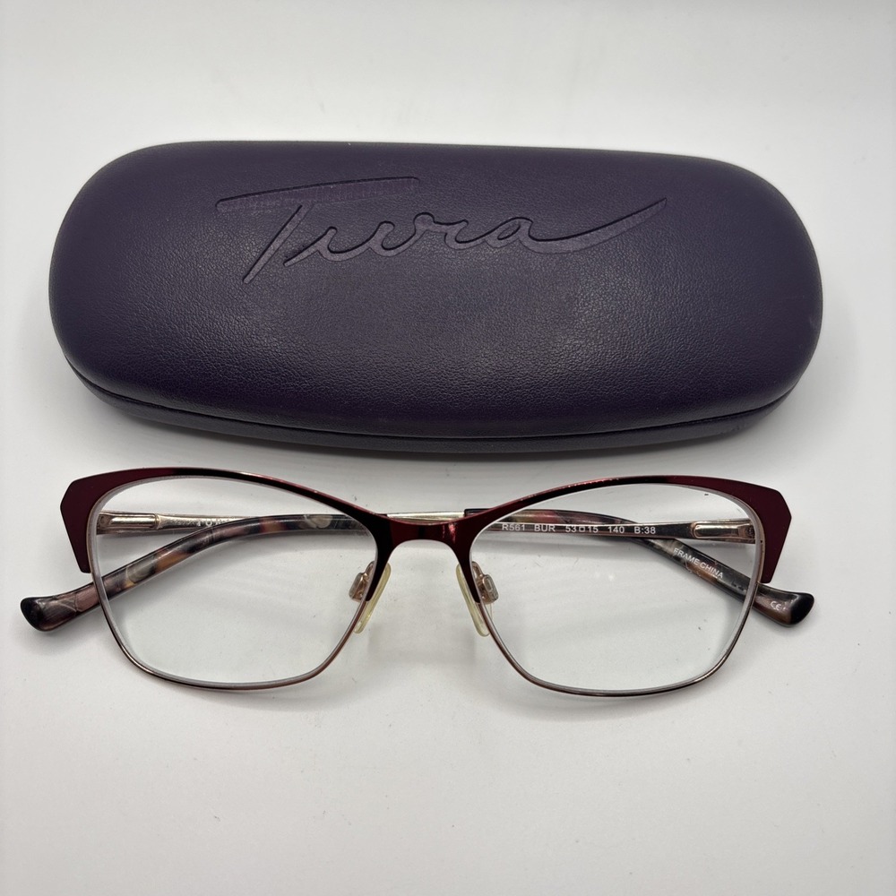 Tura R561 Burgundy Crystal Designer Eyeglasses Frame 53-15-140mm w/case